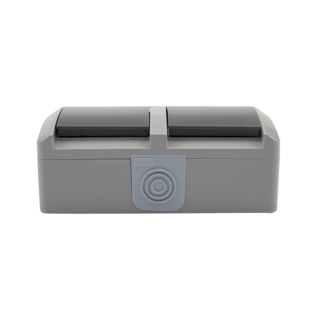 Блок горизонтальный 2 розетки (керамика) INDUSTRIAL IP54 с заземлением, о/у, серый KRANZ Блок горизонтальный 2 розетки (керамика) INDUSTRIAL IP54 с заземлением, о/у, серый KRANZ