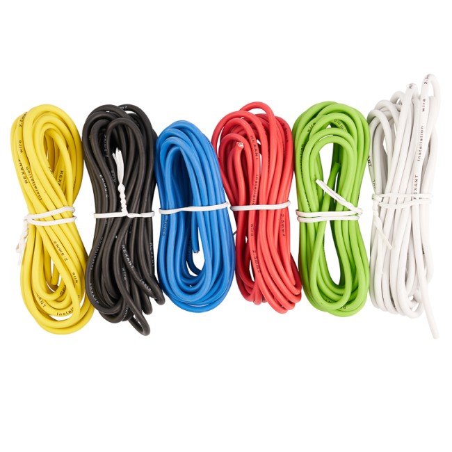 Набор автопровода REXANT «Радуга» 1х2,50 мм, 6 цветов (белый, желтый, зеленый, красный, синий, черный) по 3 метра