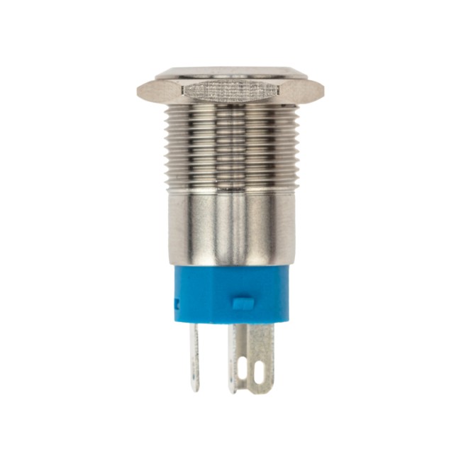 Кнопка антивандальная Ø16 250В Б/Фикс (5с) OFF-(ON) / ON-(OFF) плоская подсв/красная POWER (A-16-F5) REXANT