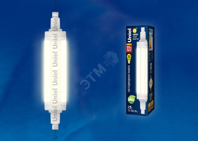 Лампа светодиодная LED 12вт 175-250в R7s 1100Лм 3000K прозрачная