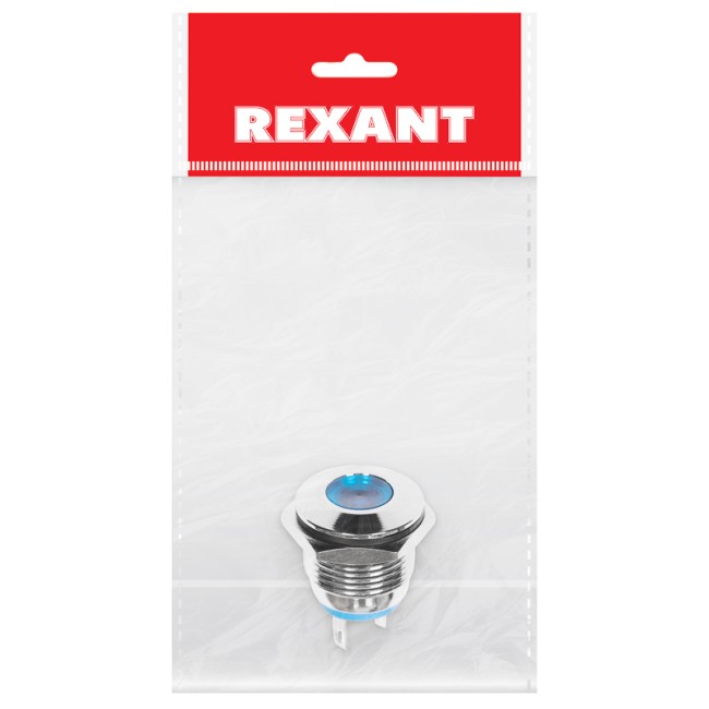 Индикатор металл Ø16 12В подсв/синяя LED (GQ16F-D) REXANT Индикатор металл Ø16 12В подсв/синяя LED (GQ16F-D) REXANT