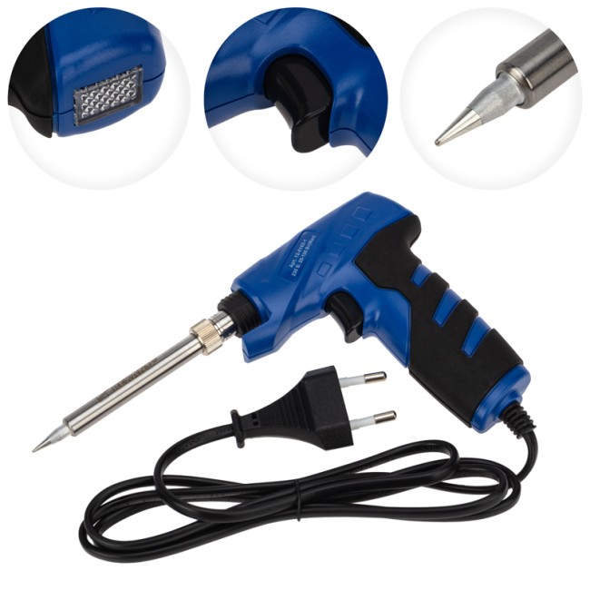 Паяльник-пистолет двухрежимный с керам. нагревателем, серия ПРОФИ, 25/130Вт, 230В REXANT Паяльник-пистолет двухрежимный с керам. нагревателем, серия ПРОФИ, 25/130Вт, 230В REXANT