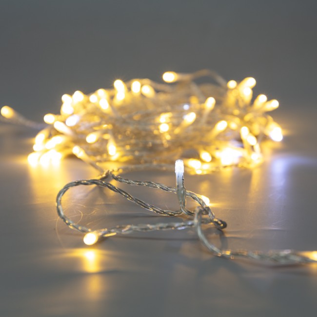 Гирлянда Нить 10м, с эффектом мерцания, прозрачный провод, IP44, 230В, диоды ТЕПЛЫЕ БЕЛЫЕ, 75LED NEON-NIGHT