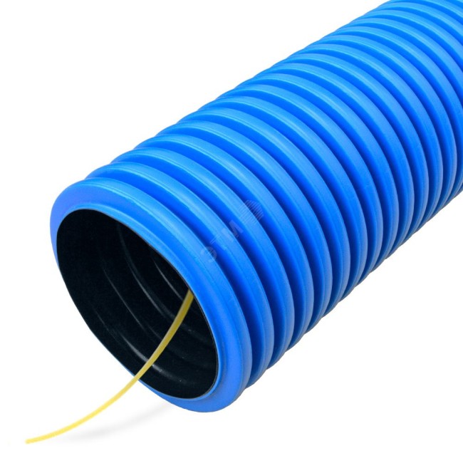 Труба гофрированная двустенная ПЭ гибкая тип 750 с/з синяя д50 (100м/уп)