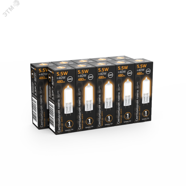 Лампа светодиодная LED 5.5 Вт 480 Лм 3000К теплая G4 капсула 220 В стекло Black Gauss