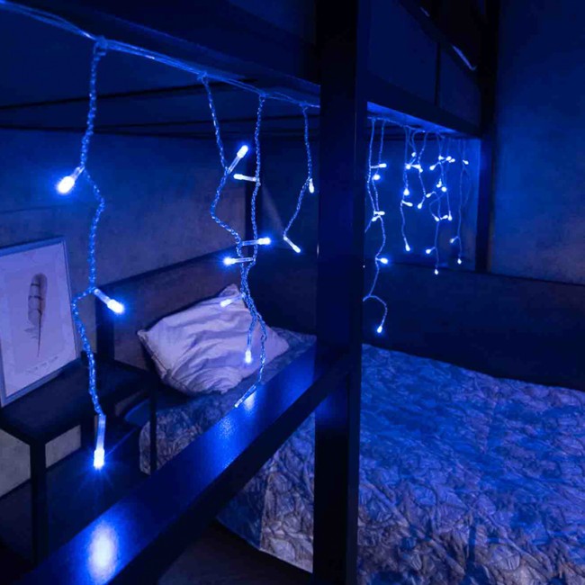 Гирлянда Айсикл (бахрома) светодиодный, 1,8 х 0,5 м, прозрачный провод, 230 В, диоды синие Гирлянда Айсикл (бахрома) светодиодный, 1,8 х 0,5 м, прозрачный провод, 230 В, диоды синие