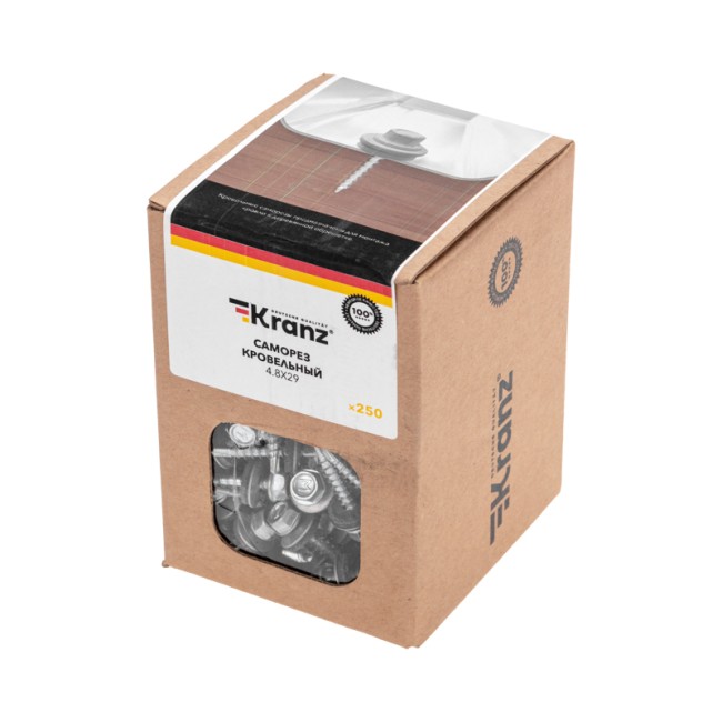 Саморез кровельный 4,8х29, цинк, короб (250 шт/уп) KRANZ Саморез кровельный 4,8х29, цинк, короб (250 шт/уп) KRANZ