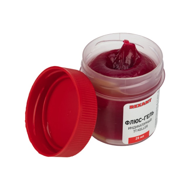 Флюс-гель для пайки, TT KELLER индикаторный, 20мл, банка, блистер REXANT Флюс-гель для пайки, TT KELLER индикаторный, 20мл, банка, блистер REXANT