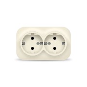 Розетка 2-м ОП 16А IP20 с заземл. сл. кость IONICH 1428 Розетка 2-м ОП 16А IP20 с заземл. сл. кость IONICH 1428