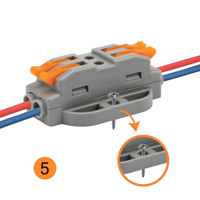 Клемма СМК 222-422P проходная 2 полюса, с монтажной площадкой (0,08-4 мм²), серая (50 шт./уп.) REXANT