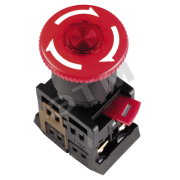 Кнопка красная с фиксацией ANE22 Гриб с подсветкой неон 1з+1р 240В