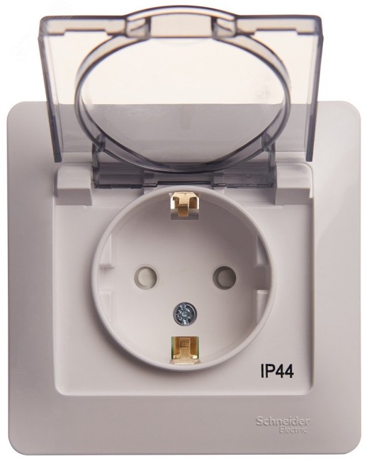 GLOSSA Розетка с заземлением со шторками с крышкой белая в сборе IP44 GLOSSA Розетка с заземлением со шторками с крышкой белая в сборе IP44