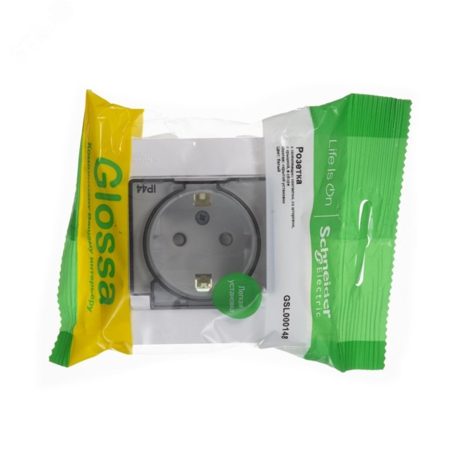 GLOSSA Розетка с заземлением со шторками с крышкой белая в сборе IP44 GLOSSA Розетка с заземлением со шторками с крышкой белая в сборе IP44