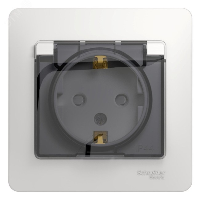 GLOSSA Розетка с заземлением со шторками с крышкой белая в сборе IP44 GLOSSA Розетка с заземлением со шторками с крышкой белая в сборе IP44
