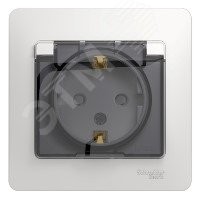GLOSSA Розетка с заземлением со шторками с крышкой белая в сборе IP44 GLOSSA Розетка с заземлением со шторками с крышкой белая в сборе IP44