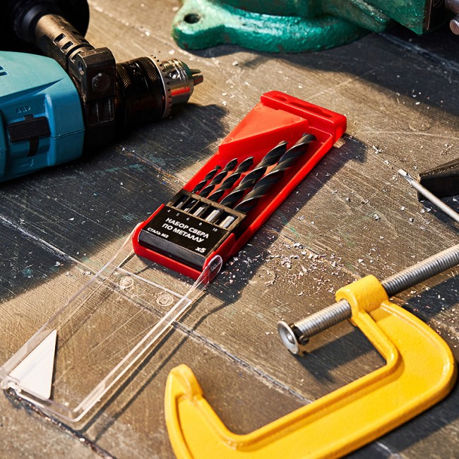 Набор сверл по металлу (HSS) диаметр 4.0-10.0 мм (5 шт.) Kranz Набор сверл по металлу (HSS) диаметр 4.0-10.0 мм (5 шт.) Kranz