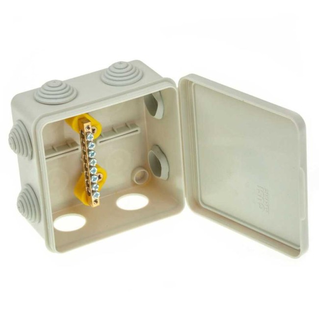 Коробка распределительная ОП 100х100х55мм IP54 для уравн. потенциалов ГУСИ С3В108 КУП Евро Коробка распределительная ОП 100х100х55мм IP54 для уравн. потенциалов ГУСИ С3В108 КУП Евро