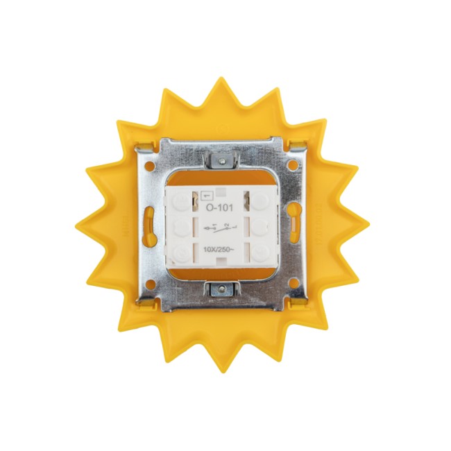 Выключатель одноклавишный KRANZ HAPPY Солнце скрытой установки, желтый Выключатель одноклавишный KRANZ HAPPY Солнце скрытой установки, желтый