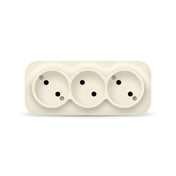 Розетка 3-м ОП 10А IP20 без заземл. сл. кость IONICH 1450 Розетка 3-м ОП 10А IP20 без заземл. сл. кость IONICH 1450