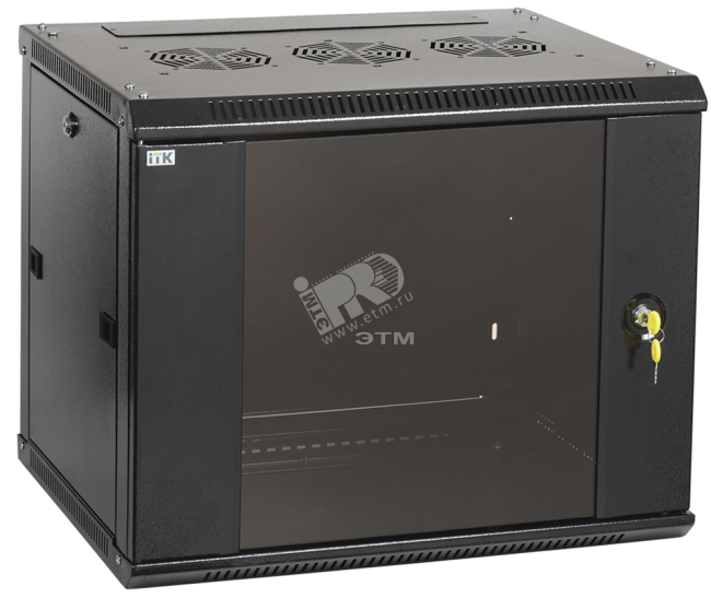 Шкаф настенный 19' LINEA W 9U 600x600мм стеклянная дверь RAL9005