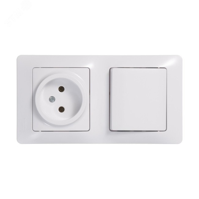Блок: розетка + выключатель одноклавишный белый Блок: розетка + выключатель одноклавишный белый