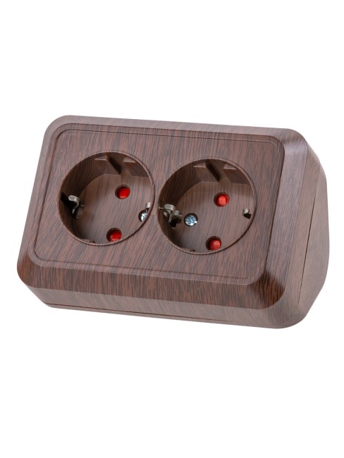 Розетка угловая двойная 2П+3 открытой установки с з/ш IP20 250В 16А бук "Ладога" TDM Розетка угловая двойная 2П+3 открытой установки с з/ш IP20 250В 16А бук "Ладога" TDM