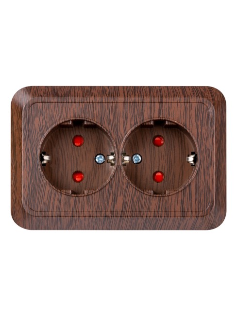 Розетка угловая двойная 2П+3 открытой установки с з/ш IP20 250В 16А бук "Ладога" TDM Розетка угловая двойная 2П+3 открытой установки с з/ш IP20 250В 16А бук "Ладога" TDM