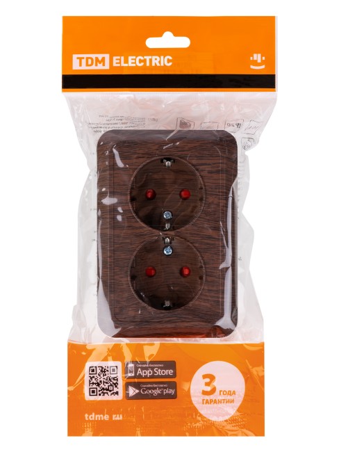 Розетка угловая двойная 2П+3 открытой установки с з/ш IP20 250В 16А бук "Ладога" TDM Розетка угловая двойная 2П+3 открытой установки с з/ш IP20 250В 16А бук "Ладога" TDM
