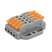 Клемма СМК 222-424P проходная 4 полюса, с монтажной площадкой (0,08-4 мм²), серая (25 шт./уп.) REXANT Клемма СМК 222-424P проходная 4 полюса, с монтажной площадкой (0,08-4 мм²), серая (25 шт./уп.) REXANT