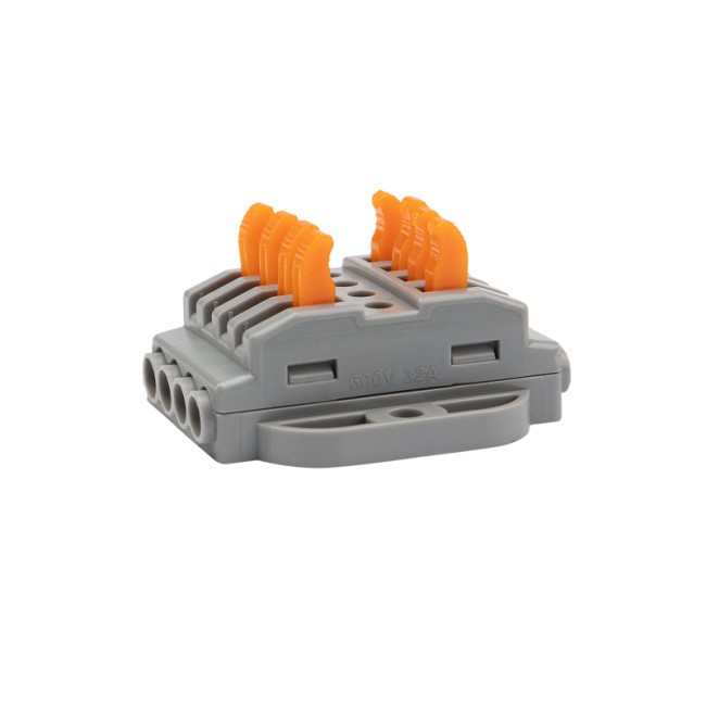 Клемма СМК 222-424P проходная 4 полюса, с монтажной площадкой (0,08-4 мм²), серая (25 шт./уп.) REXANT