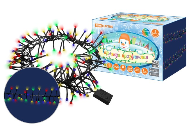 Гирлянда светодиодная "Мишура" 3 м, 320LED, многоцветн., 8 режимов, 250 В, IP20, TDM Гирлянда светодиодная "Мишура" 3 м, 320LED, многоцветн., 8 режимов, 250 В, IP20, TDM