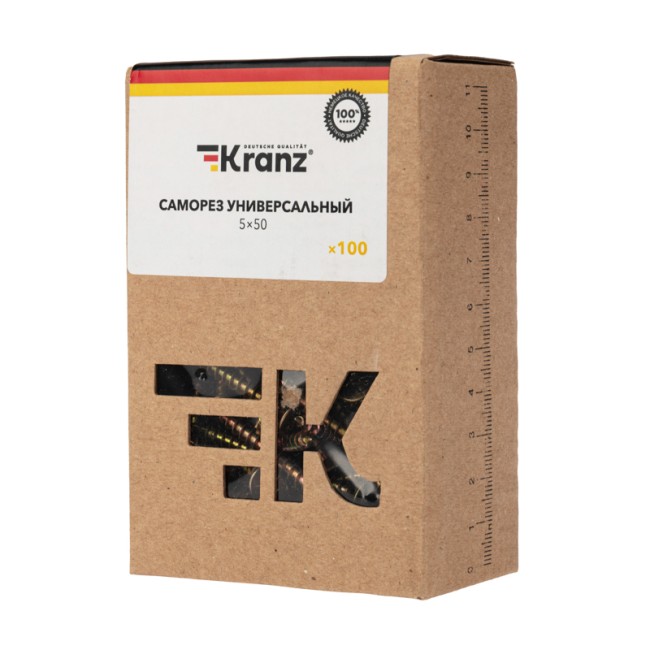 Саморез универсальный KRANZ 5х50, желтый цинк, короб (100 шт./уп.)