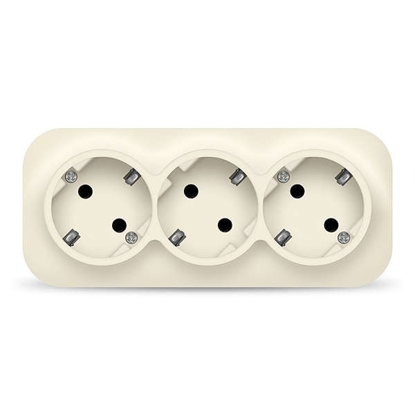 Розетка 3-м ОП 16А IP20 с заземл. сл. кость IONICH 1429 Розетка 3-м ОП 16А IP20 с заземл. сл. кость IONICH 1429