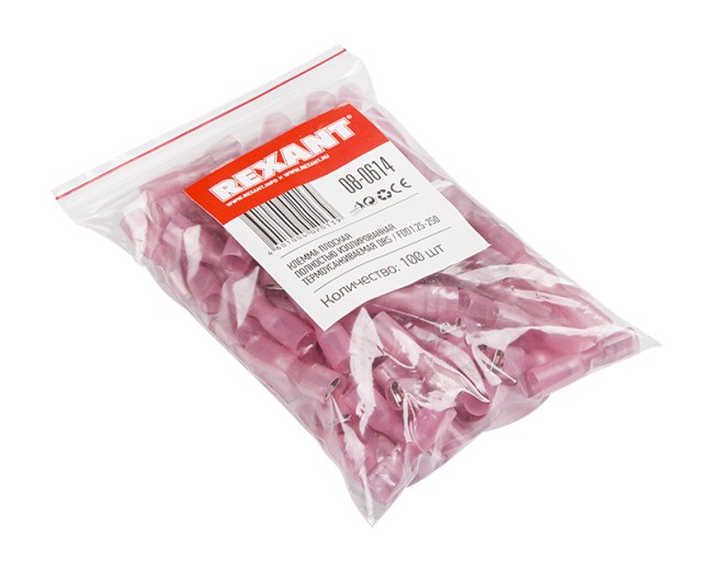 Клемма плоская полностью изолированная термоусаживаемая РПи-м-т 1.5-(6.3)/РпИм-т 1,25-7-0,8 гнездо 6.6 мм 0.5-1.5 мм² красный REXANT