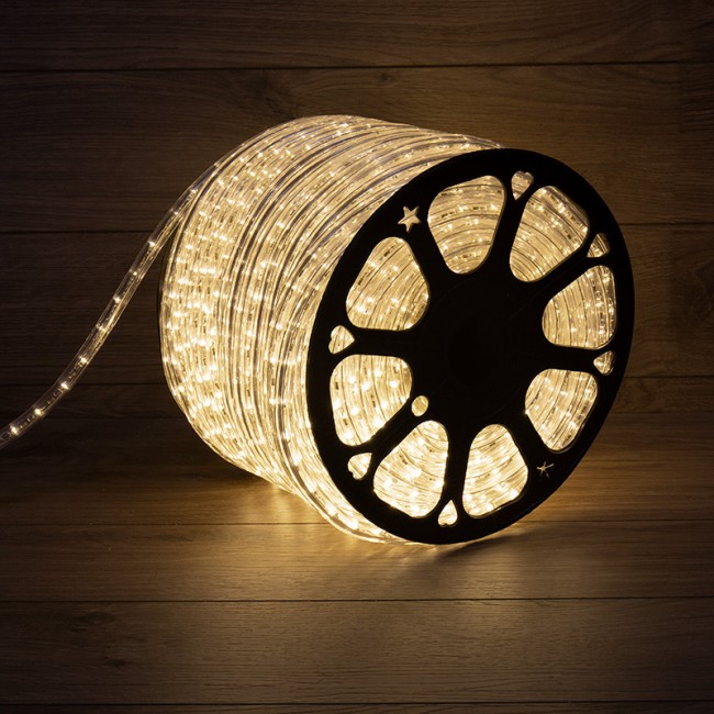 Дюралайт LED, постоянное свечение (2W) - ТЕПЛЫЙ БЕЛЫЙ Эконом 24 LED/м, бухта 100м