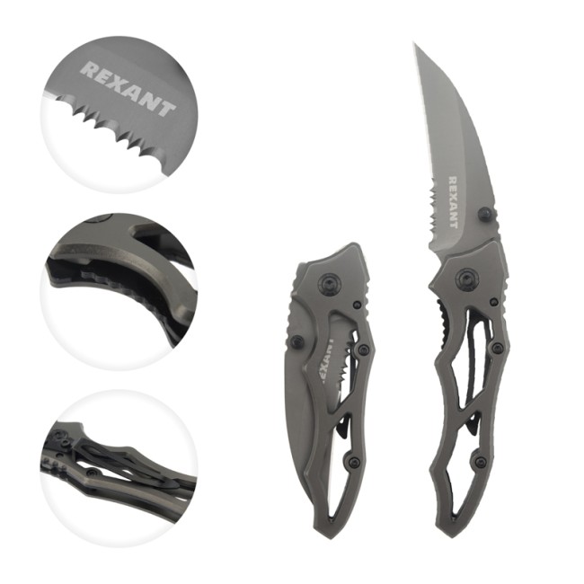 Нож складной Коготь полуавтоматический Titanium REXANT Нож складной Коготь полуавтоматический Titanium REXANT