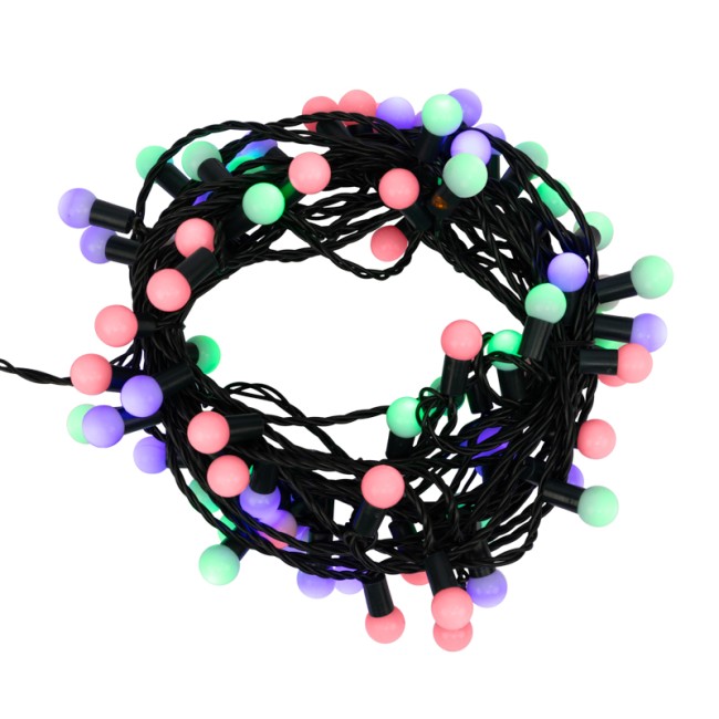 Гирлянда Мультишарики Ø17,5 мм, 10 м, темно-зеленый ПВХ, 80 диодов, цвет Мультиколор Гирлянда Мультишарики Ø17,5 мм, 10 м, темно-зеленый ПВХ, 80 диодов, цвет Мультиколор