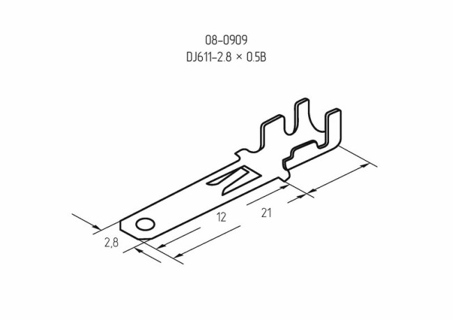 Клемма плоская штекер 2.8 мм 0.75-1.5 мм² (РП-п 1.5-(2.8)) REXANT