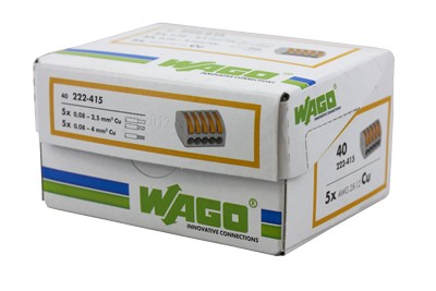 222-415 Универсальная клемма, 5-проводная, серая (0,08-2,5/4 мм²) (40 шт/уп) WAGO