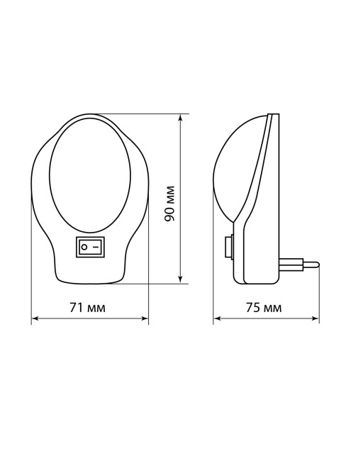Ночник "Овал" с выключателем, белый, 0,5 Вт, 220 В TDM