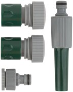 Набор поливочный 4шт 3/4дюйм ( насадка для полива; соединитель; соединитель с автостопом; адаптер внешний ) FIT 77292