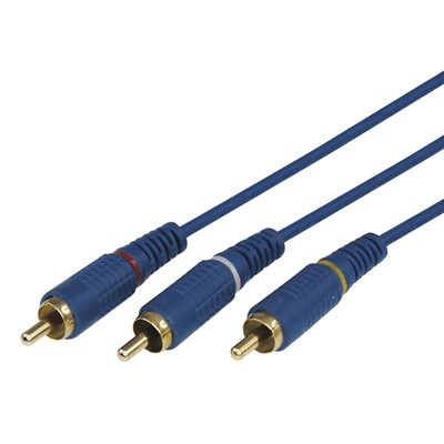 Шнур 3 RCA - 3 RCA, 1,5м, синий, Gold REXANT