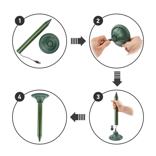 Ультразвуковой отпугиватель кротов R 30м на солнечной батарее REXANT