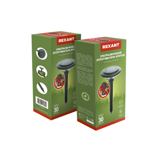 Ультразвуковой отпугиватель кротов R 30м на солнечной батарее REXANT