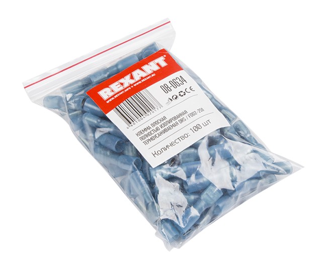 Клемма плоская полностью изолированная термоусаживаемая РПи-м-т 2.5-(6.3)/РпИм-т 2-7-0,8 гнездо 6.6 мм 1.5-2.5 мм² синий REXANT Клемма плоская полностью изолированная термоусаживаемая РПи-м-т 2.5-(6.3)/РпИм-т 2-7-0,8 гнездо 6.6 мм 1.5-2.5 мм² синий REXANT