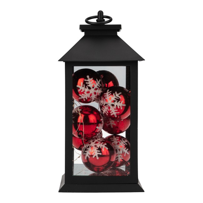 Декоративный фонарь с шариками, черный корпус, размер 14х14х27 см, цвет теплый белый Декоративный фонарь с шариками, черный корпус, размер 14х14х27 см, цвет теплый белый