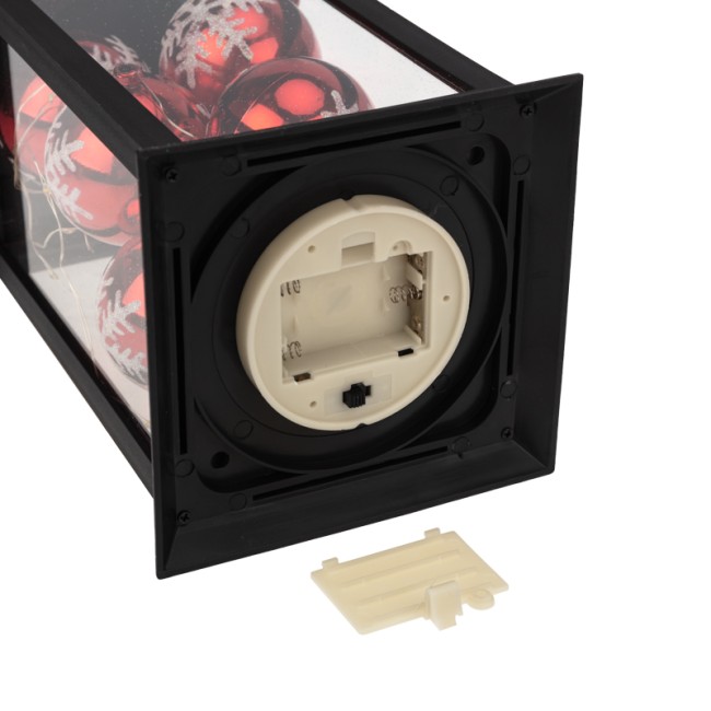 Декоративный фонарь с шариками, черный корпус, размер 14х14х27 см, цвет теплый белый Декоративный фонарь с шариками, черный корпус, размер 14х14х27 см, цвет теплый белый