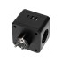 Двойник электрический Куб 16А с заземлением + 2хUSB-A 2,4А + USB Type-C 3А с ночной подсветкой, черный REXANT