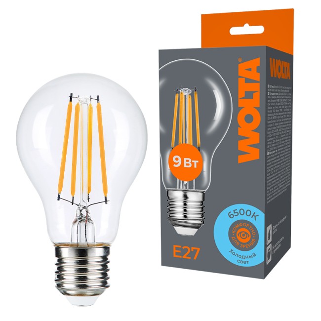 Светодиодная лампа WOLTA FILAMENT WF-A60-9W6KE27 9Вт 6500K Е27