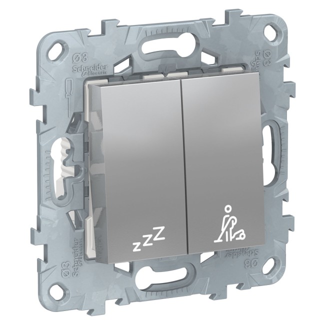 Выключатель кнопочный UNICA NEW не беспокоить - убрать номер алюминий Выключатель кнопочный UNICA NEW не беспокоить - убрать номер алюминий